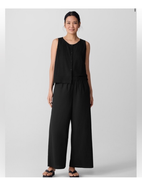 Eileen Fisher Pants - Eileen Fisher Washed Organic Cotton Poplin Wide-Leg Pant In Black XS
